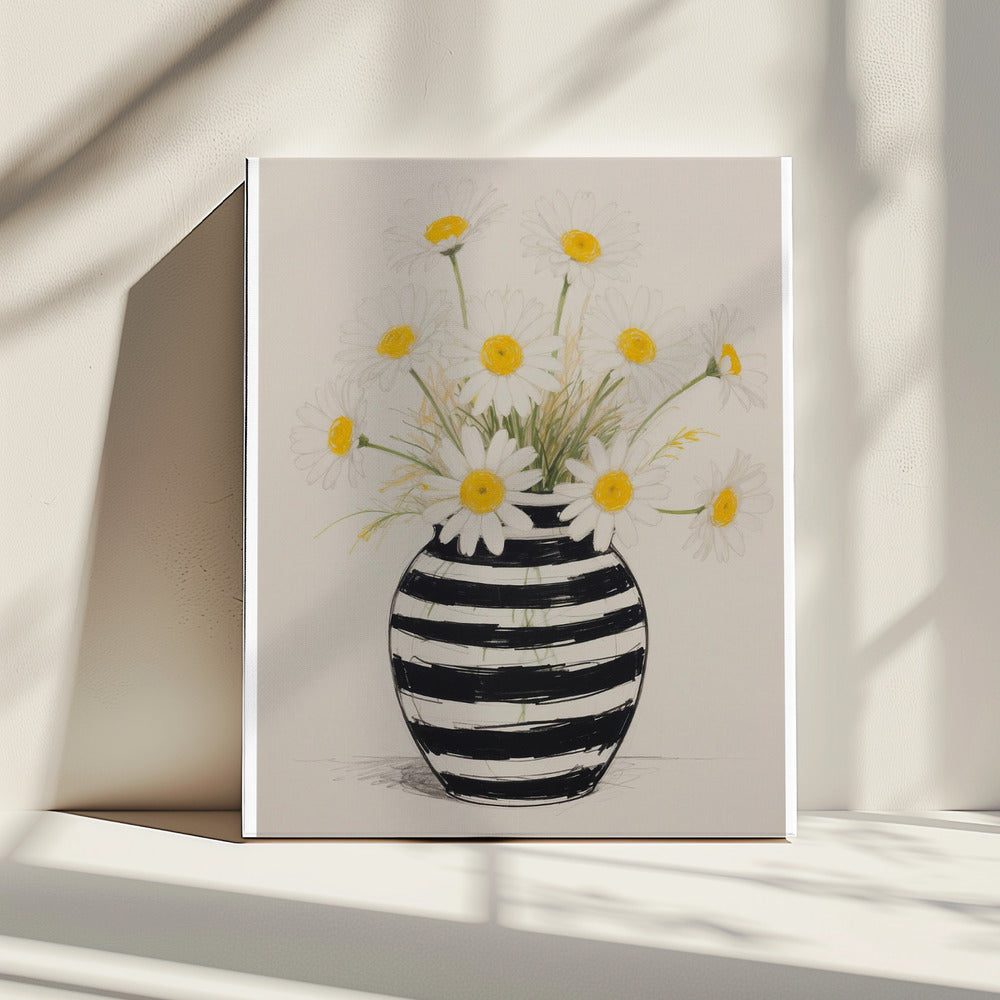 Gestreifte Vase Gänseblümchen | Leinwand