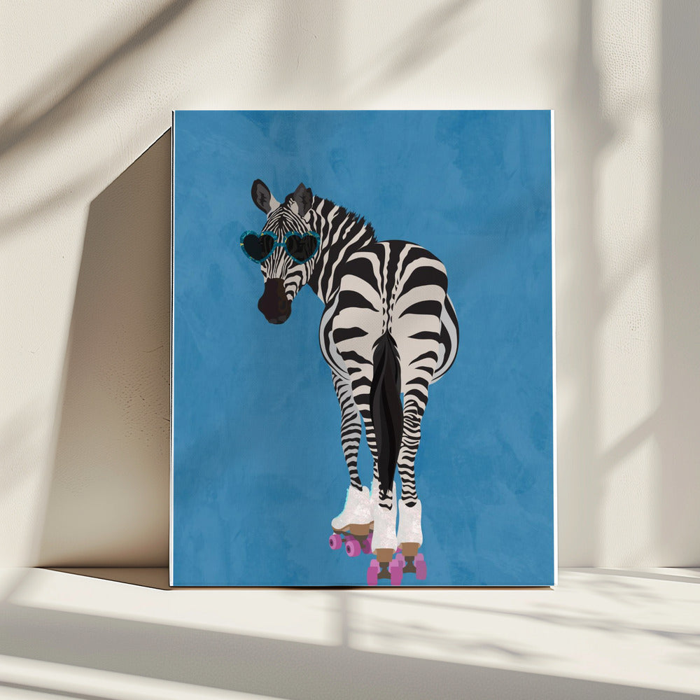 Rollschuh Zebra blau | Canvas