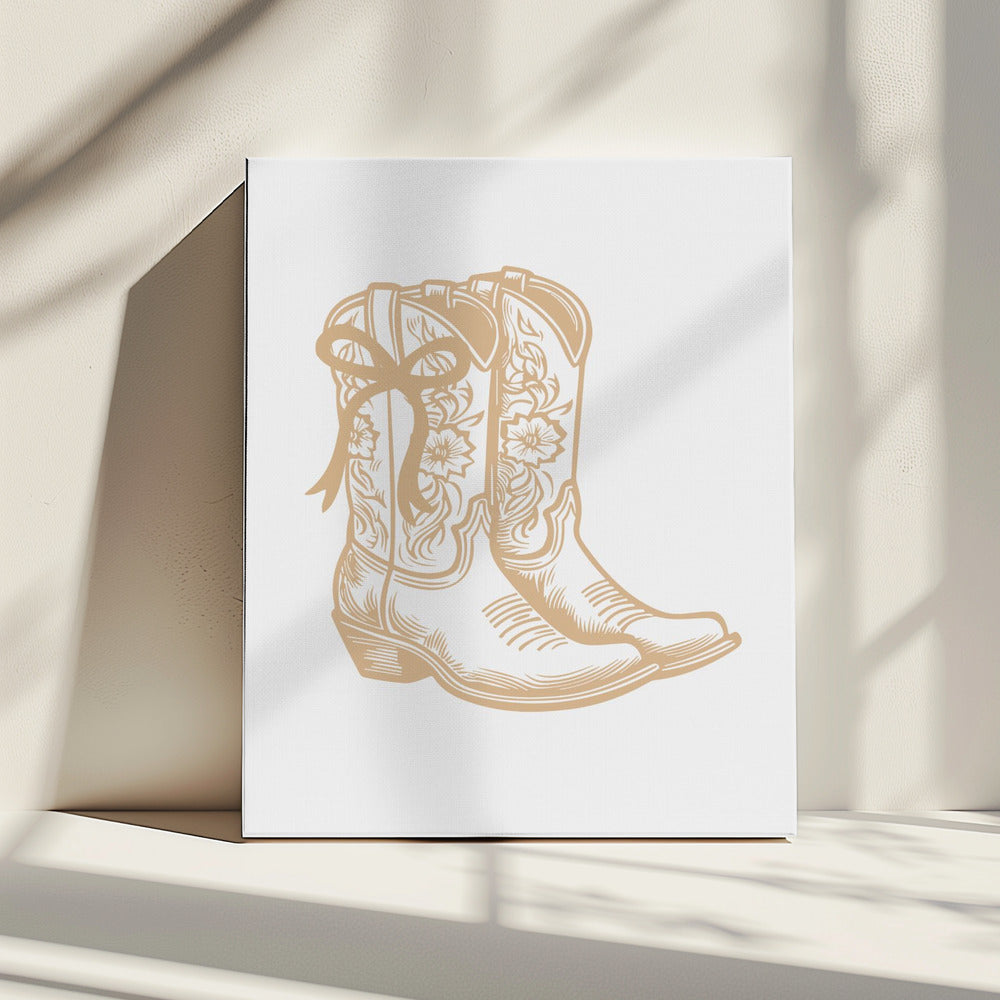 Neutrale Cowgirlstiefel mit Schleife | Canvas