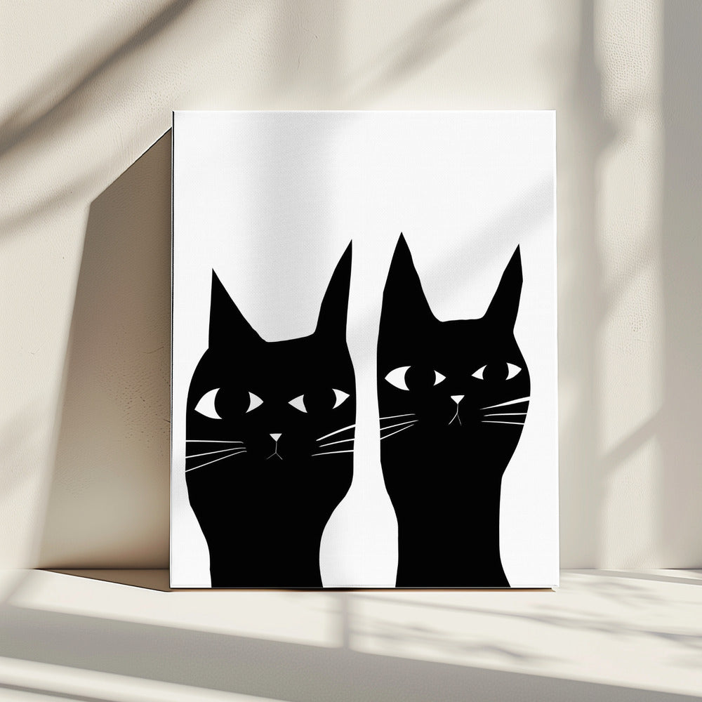 Zwei schwarze Katzen | Leinwand