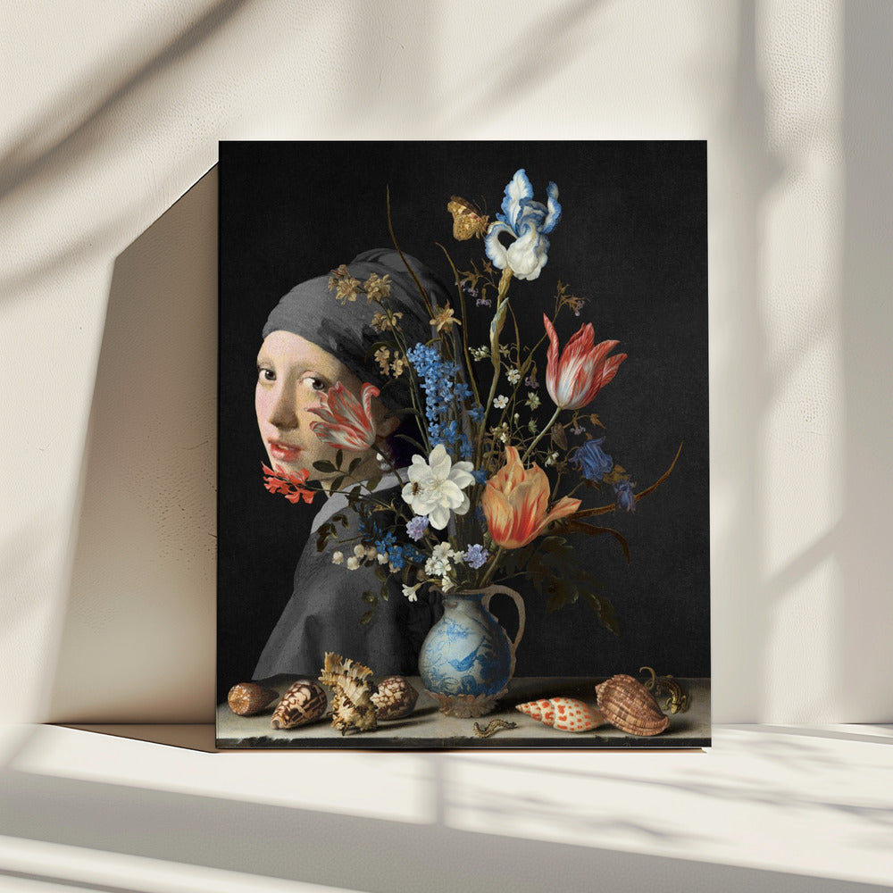 Das Mädchen mit dem Perlenohrring – Hinter einer Wan Li-Vase | Leinwand