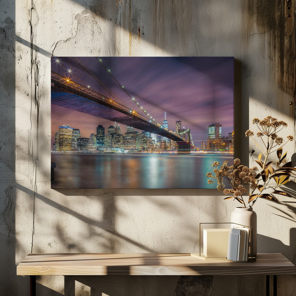 Brooklyn Bridge bei Nacht | Leinwand