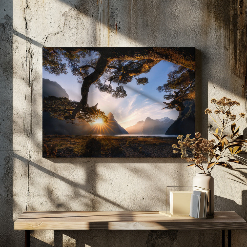 Sonniger Tag im Milford Sound | Leinwand