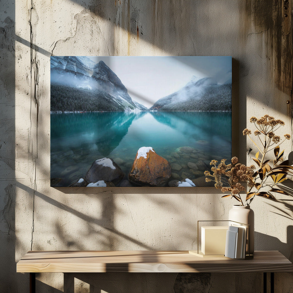 Nebliger Lake Louise | Leinwand