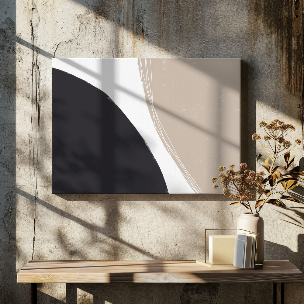 Schwarze und beige organische Formen | Leinwand