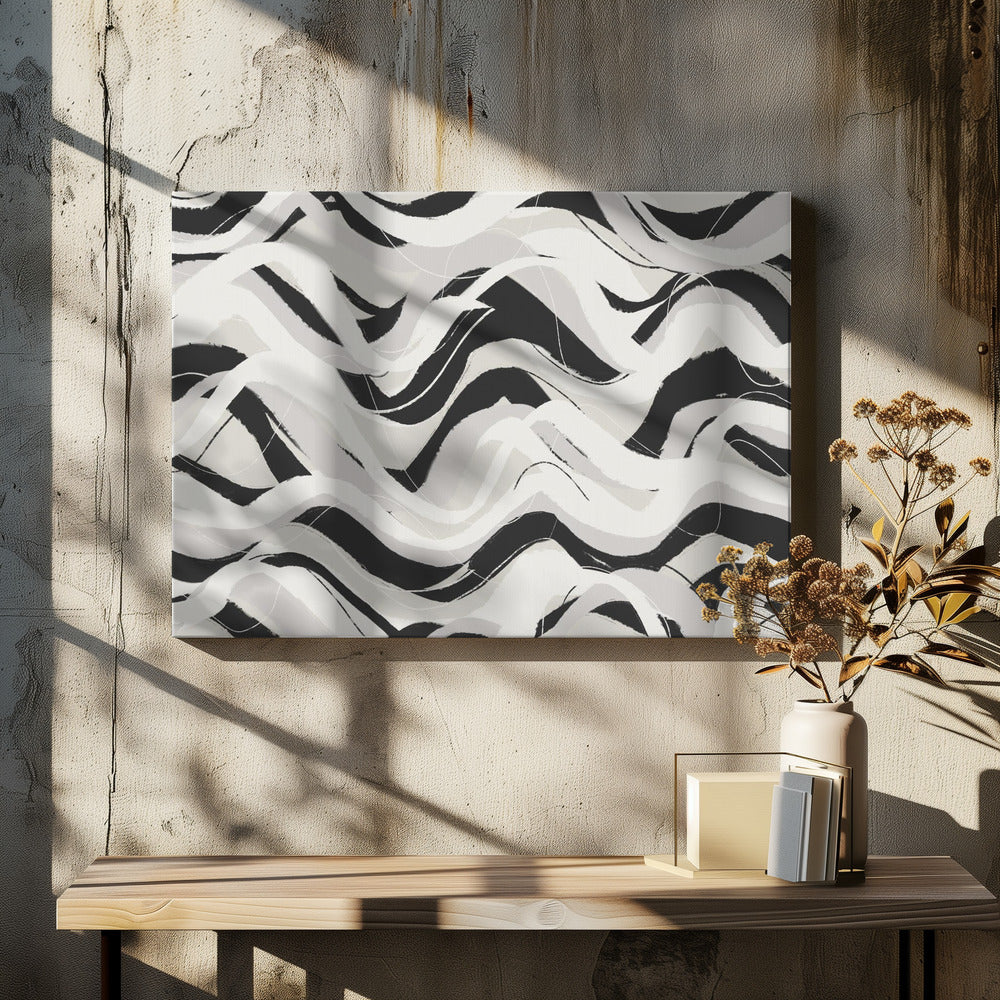 Monochrome Wellen | Leinwand