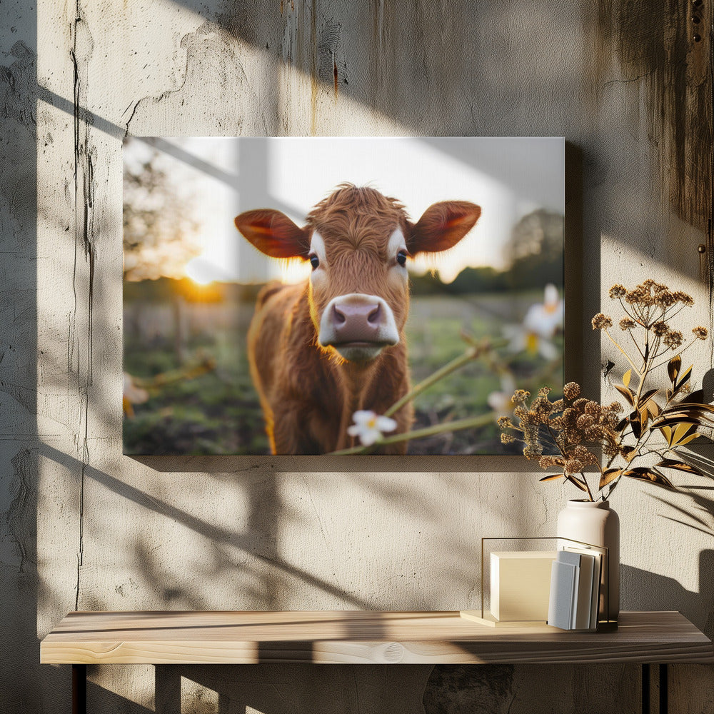 Kuh bei Sonnenaufgang | Leinwand