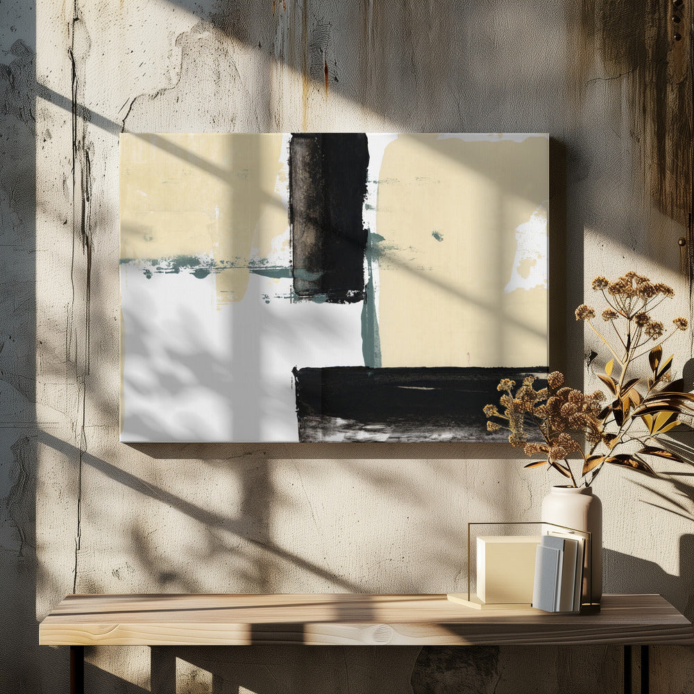Neutraler &amp; Schwarzer Kunstdruck Nr. 1 | Leinwand