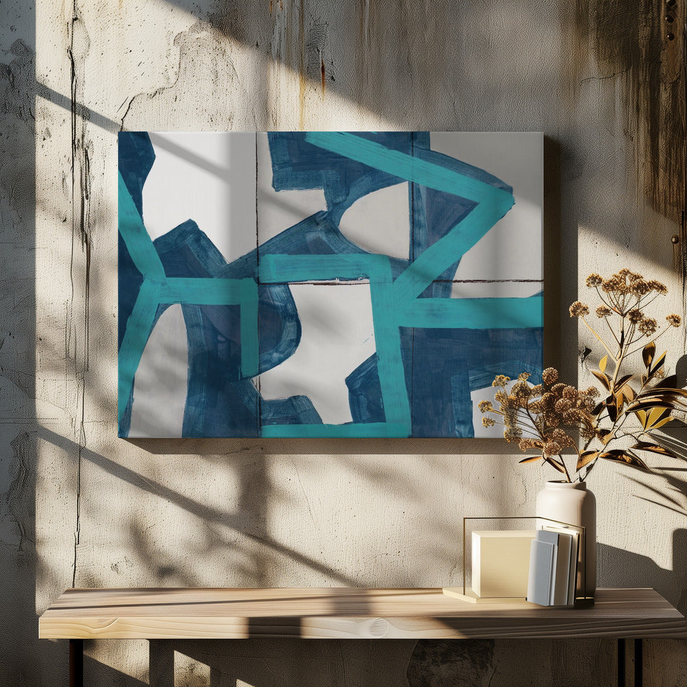 Metrischer blauer abstrakter Kunstdruck | Leinwand