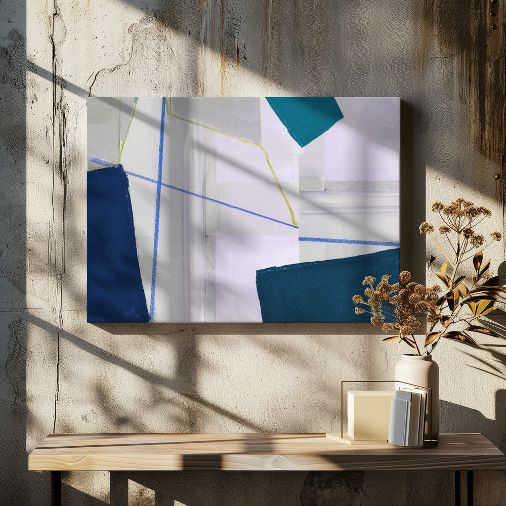 Abstrakte Komposition in Blau 1 | Leinwand