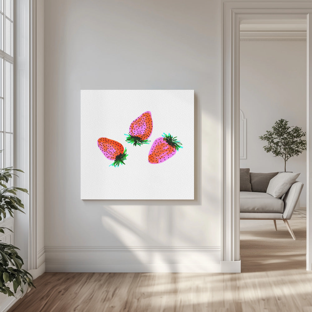 Roter Lavendel Süße Erdbeeren Obst | Leinwand