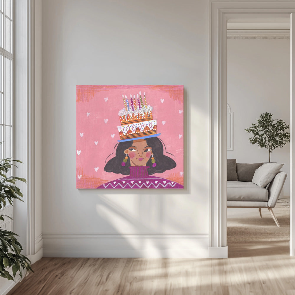 Frau mit Kuchen | Leinwand