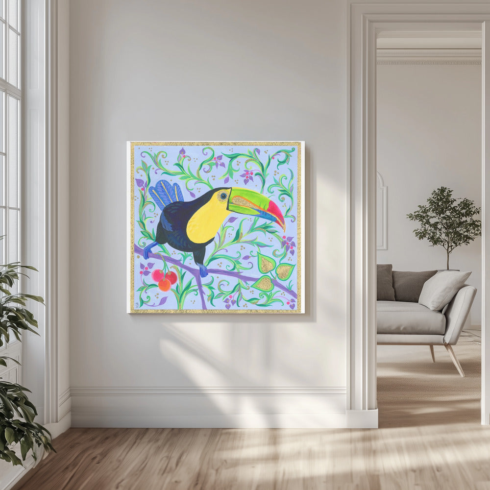 Bunter Schnabel auf einem Ast | Leinwand