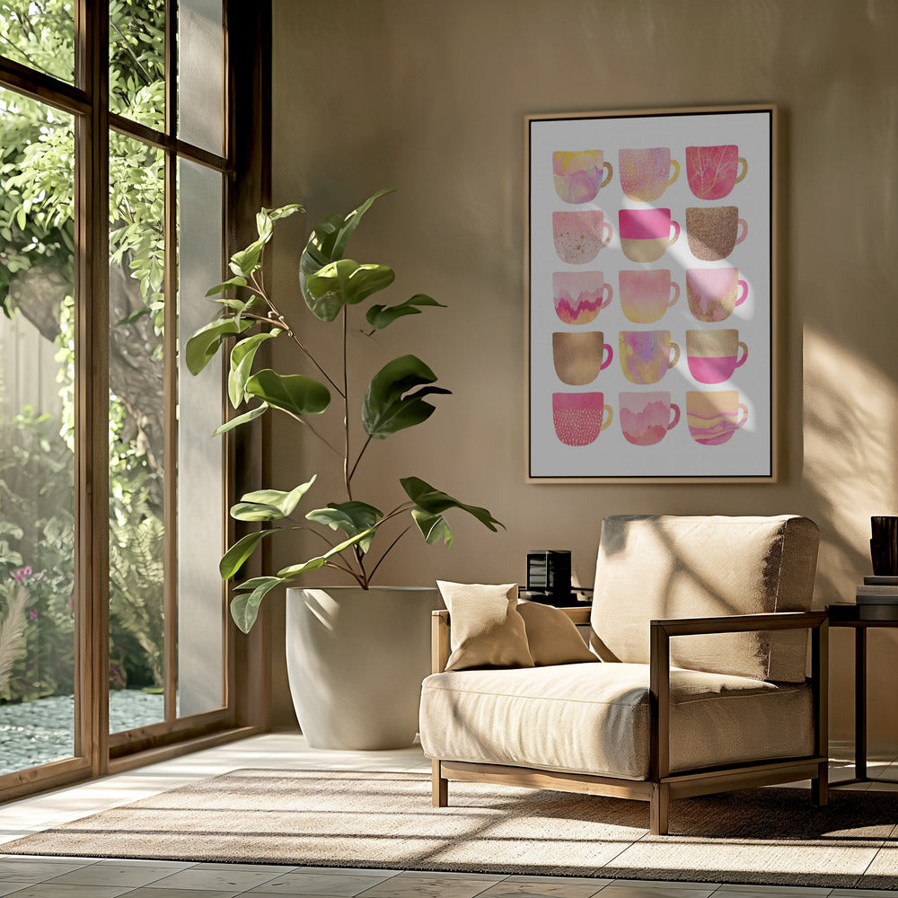 Hübsche rosa Kaffeetassen | Poster
