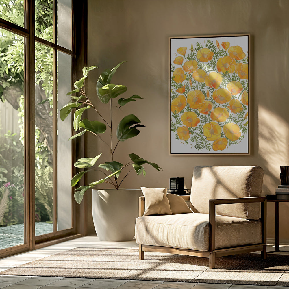 Gold accented California poppies | Poster