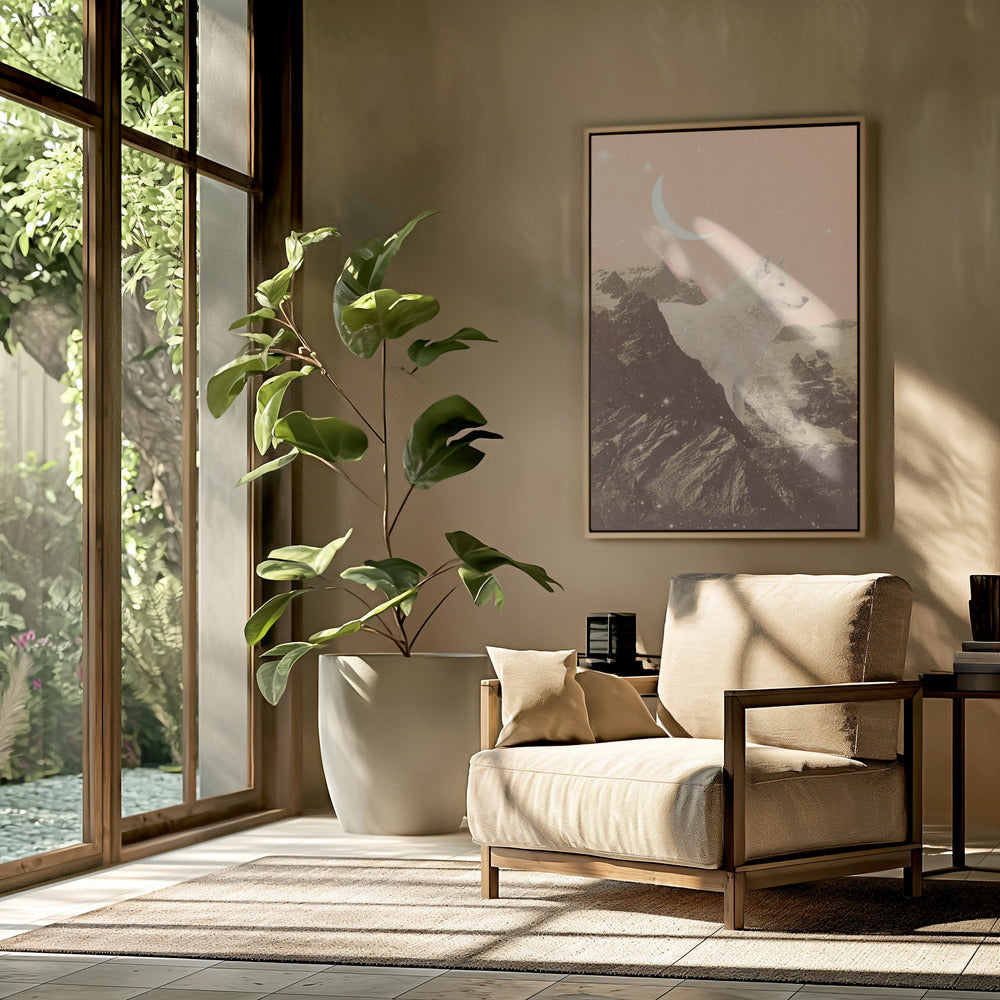 Giant White Wolf In Mountains | Poster