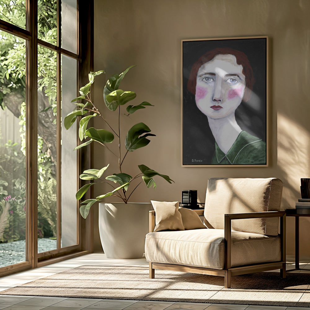 Vintage Frau mit rosa Wangen | Poster