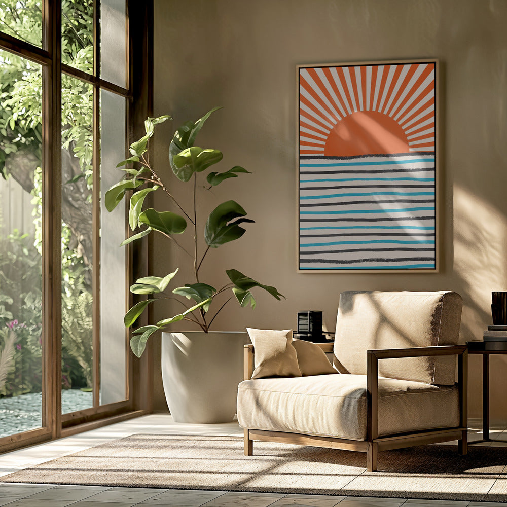 Rote Sonne und Meer | Poster