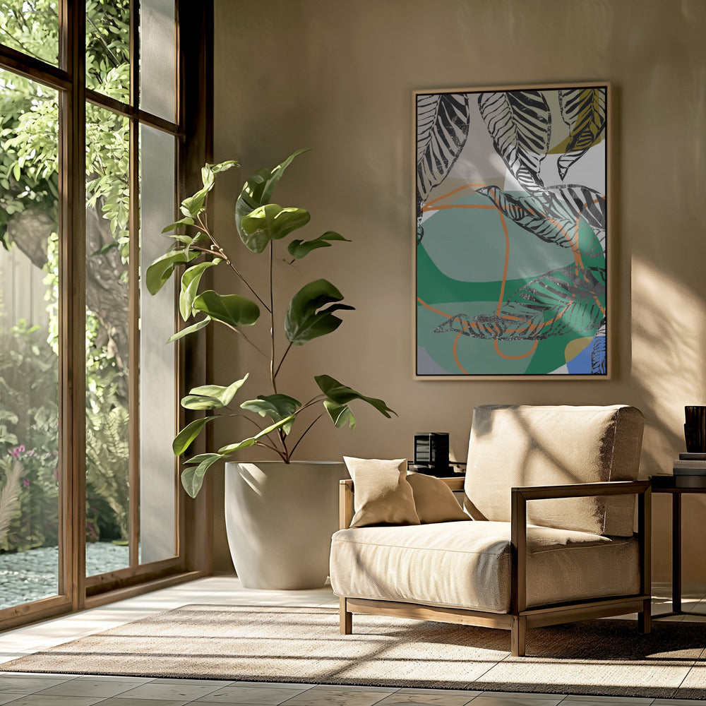Abstract Black Leaves With Colour No2 | Poster