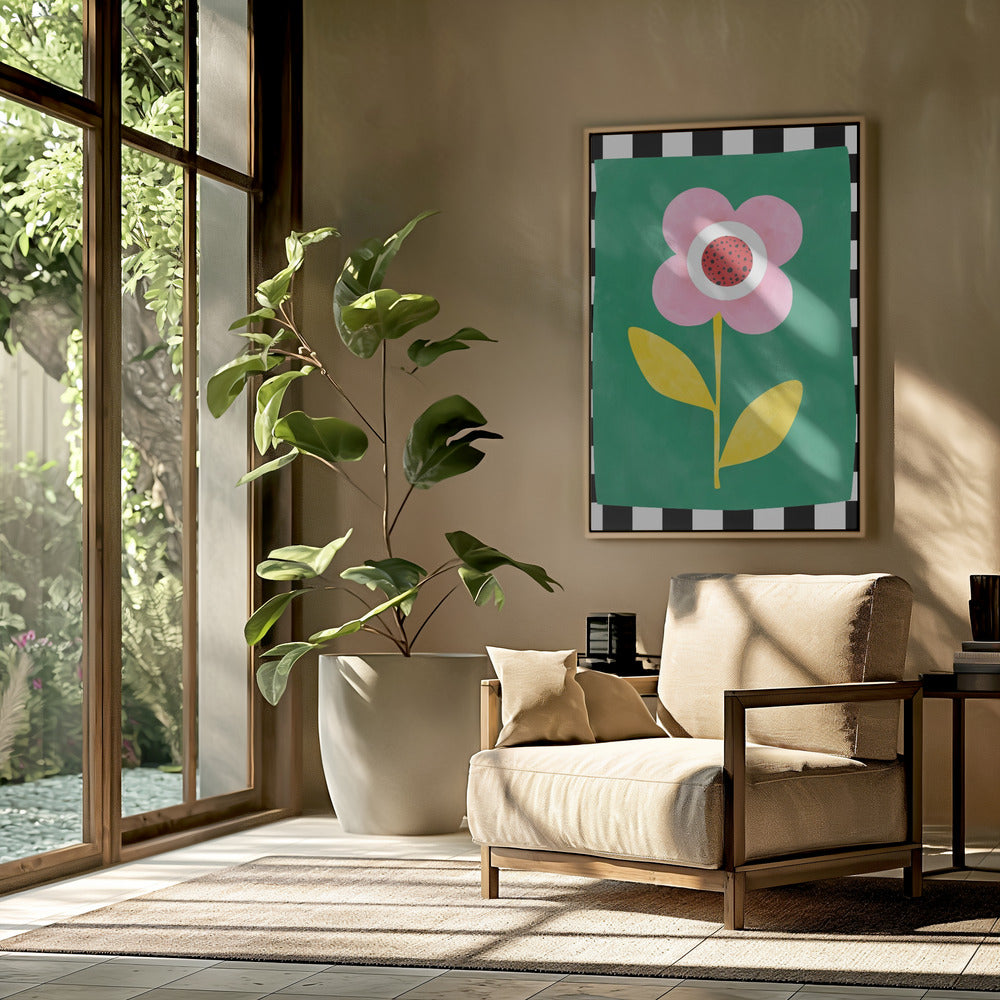 Rosa Blume mit gelben Blättern | Poster