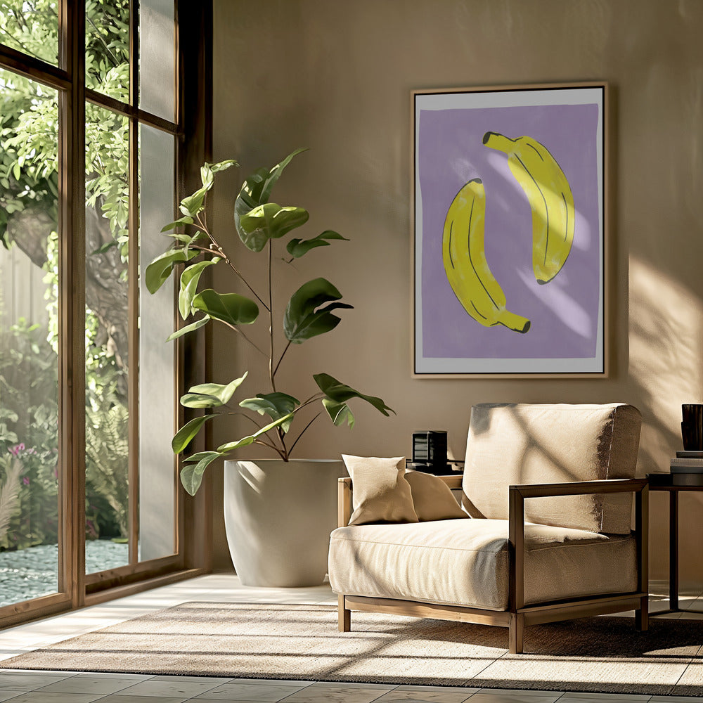 Zwei leuchtend gelbe Bananen | Poster