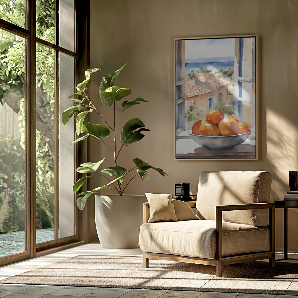 Orangenschale im Fenster | Poster