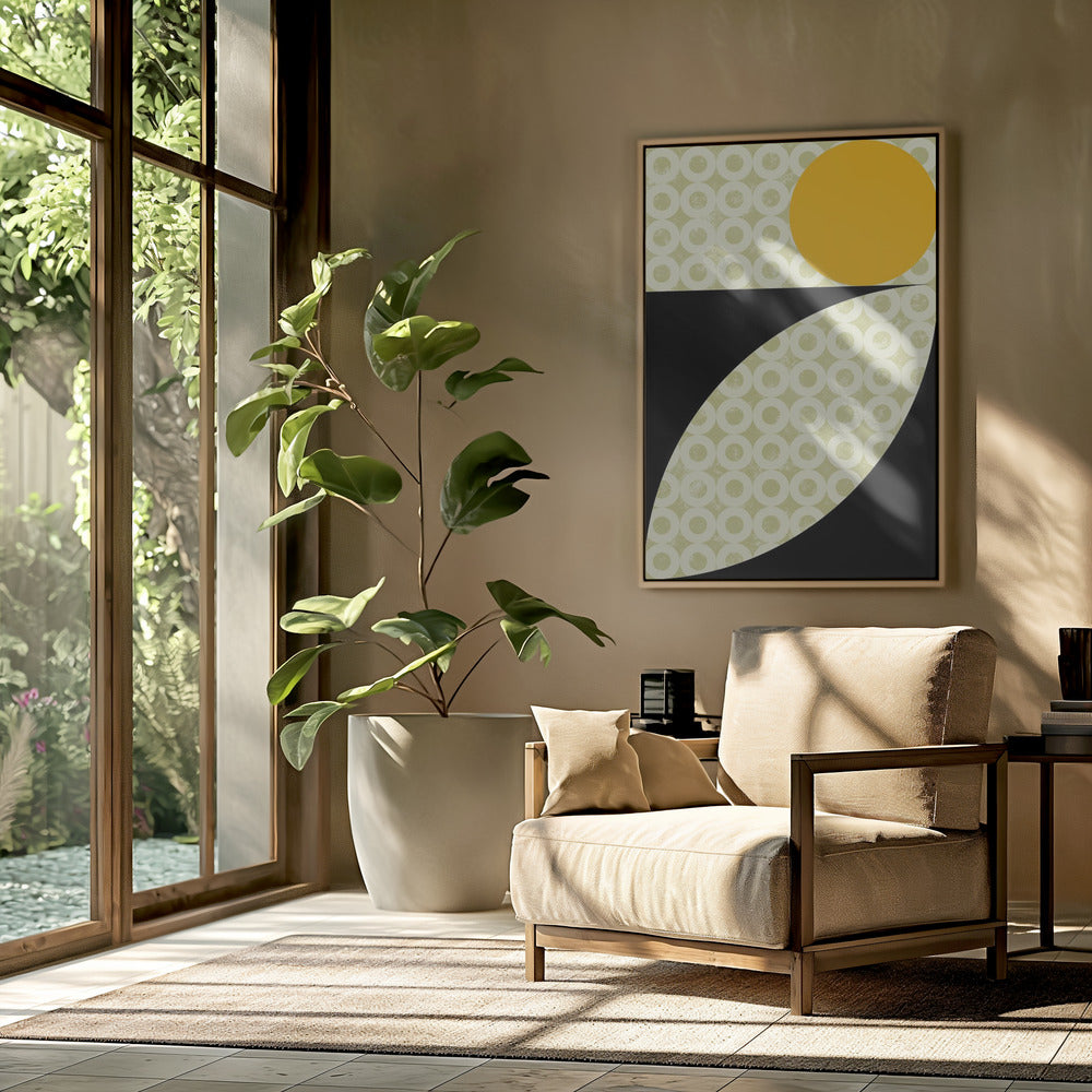 Geometrische Formen mit einem kräftigen gelben Kreis | Poster