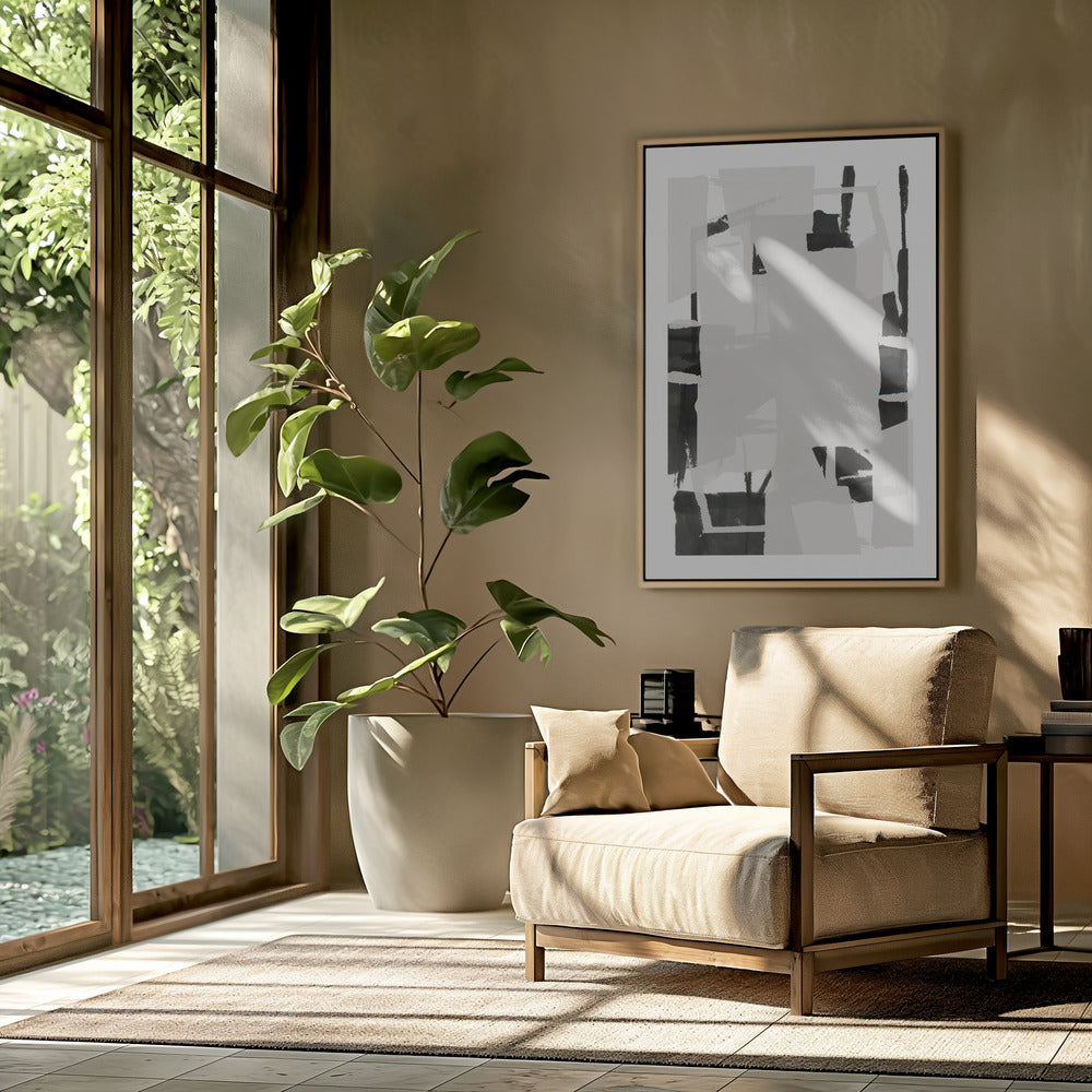 Abstrakte Komposition in Schwarzweiß Nr. 6 | Poster