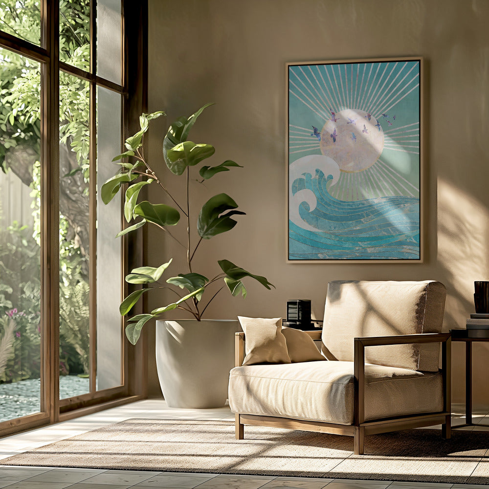 Sunset Golden Ocean Turquoise | Poster