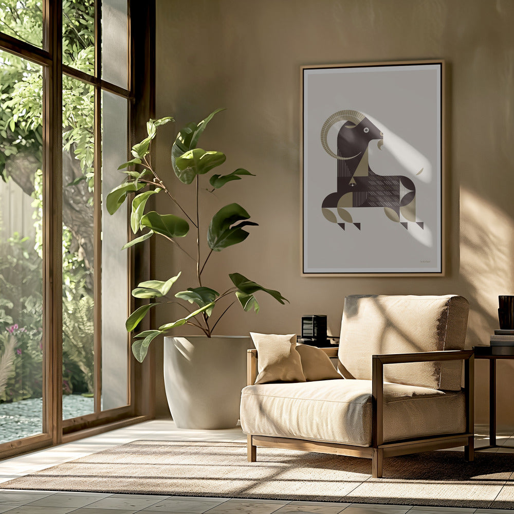 Golden Animals - Kri Kri Goat (White) | Poster