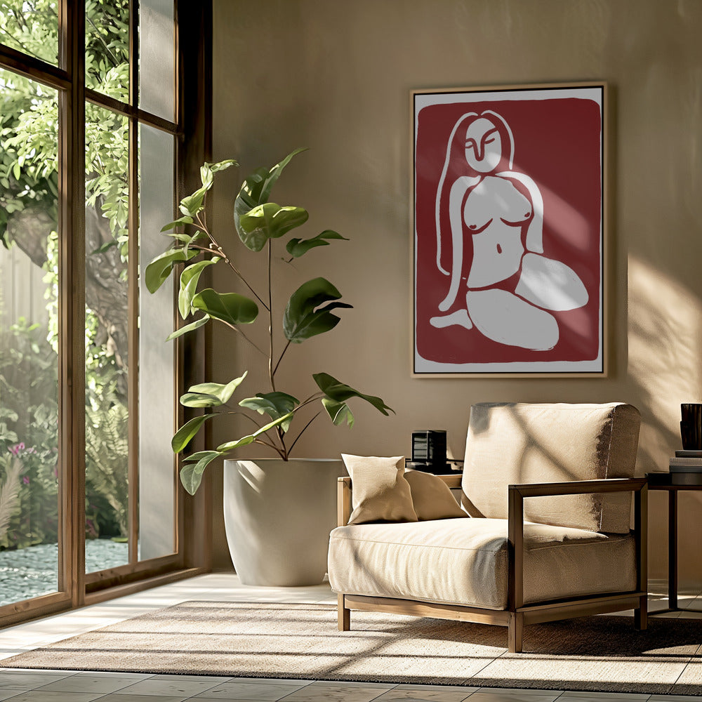Stylized Nude Figure in a Seated Pose | Poster
