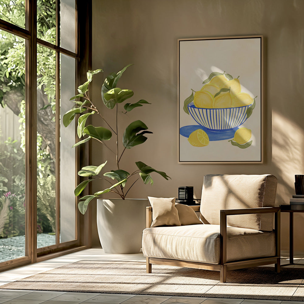 Bowl Of Vibrant Yellow Lemons | Poster