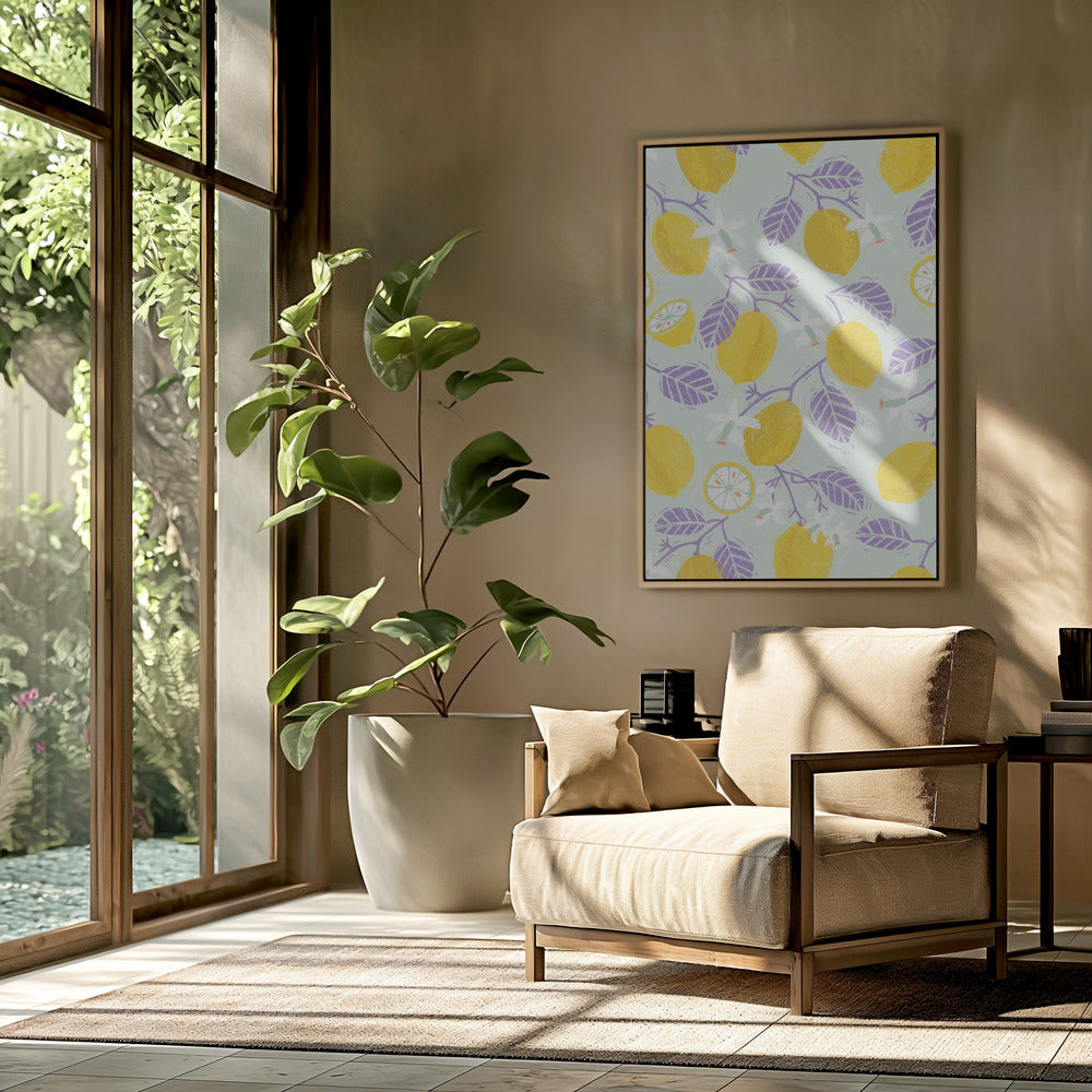 Yellow Lemons with Purple Leaves | Poster