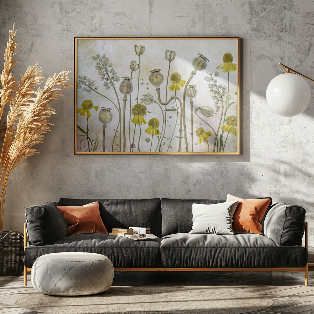 Mohnblumen und Helenium | Leinwand