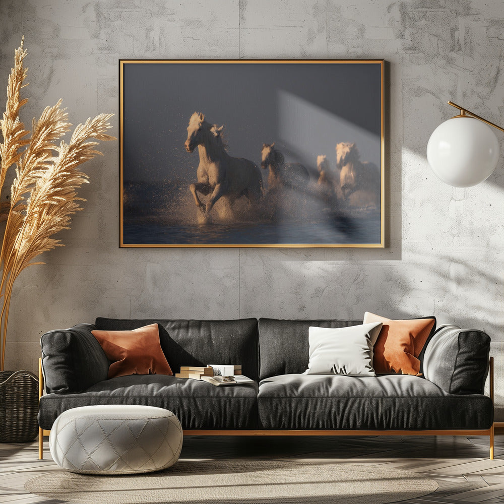horses in sunset light | Canvas