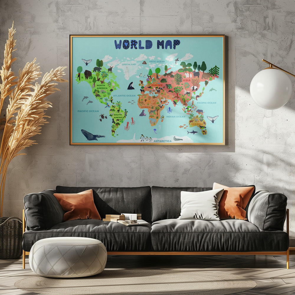 Weltkarte für Kinder | Leinwand