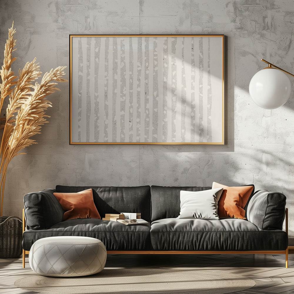 Vertical Gray And White Stripes | Canvas