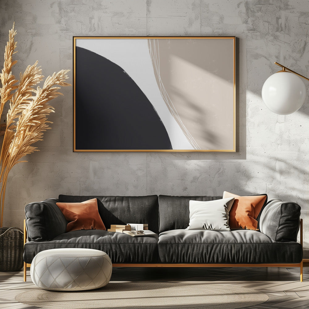 Schwarze und beige organische Formen | Leinwand
