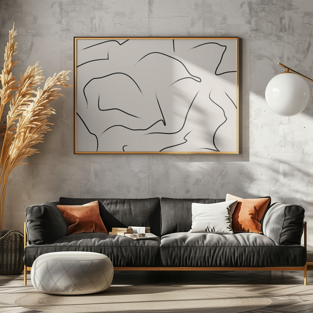 Minimalistische schwarze Kurven | Leinwand