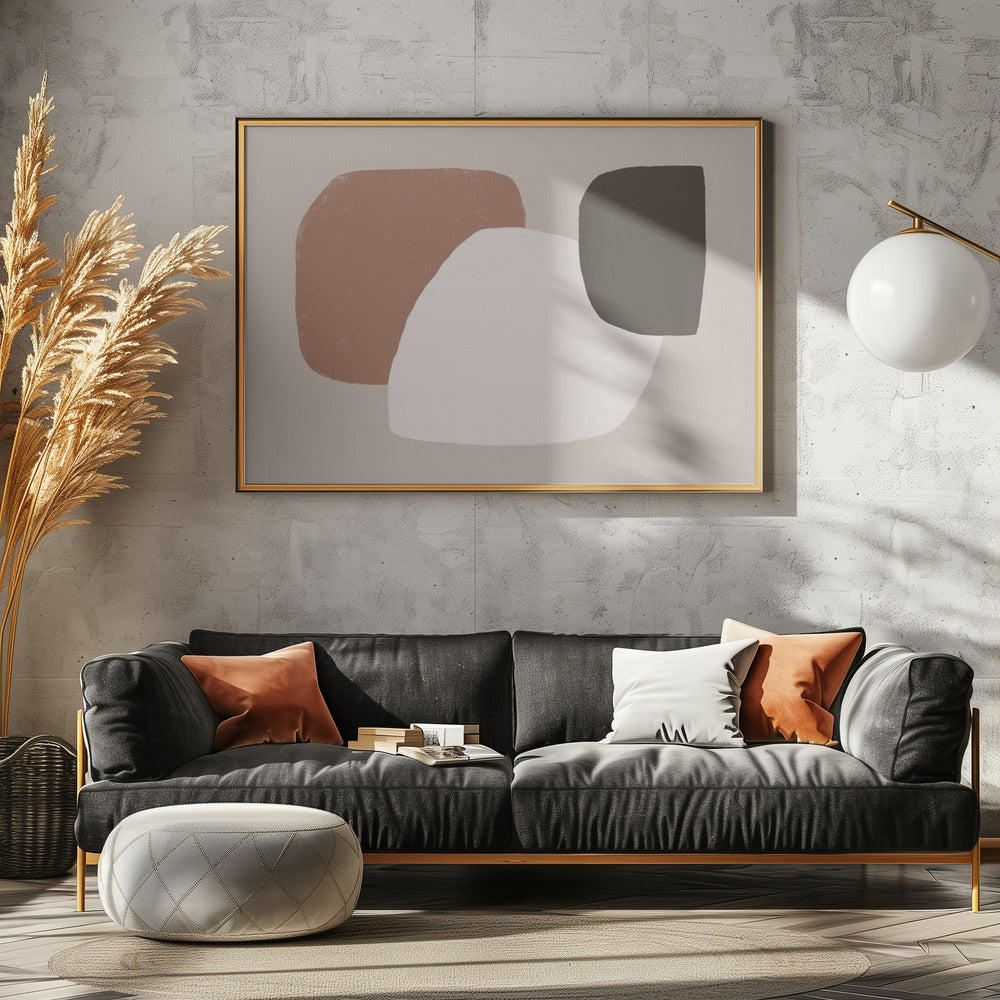 Geometric Shapes in Brown White and Black | Poster