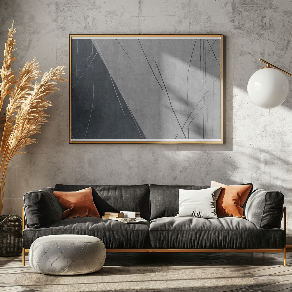 Abstrakte Linien auf Grau | Leinwand