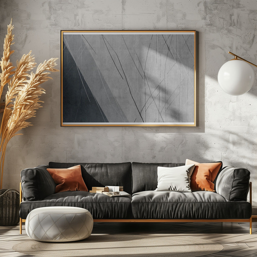 Abstrakte Linien auf Grau | Leinwand