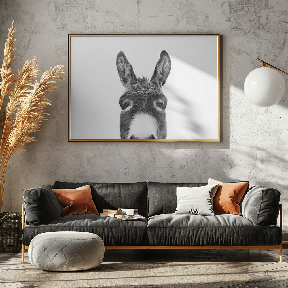 Guckender Esel SW | Leinwand