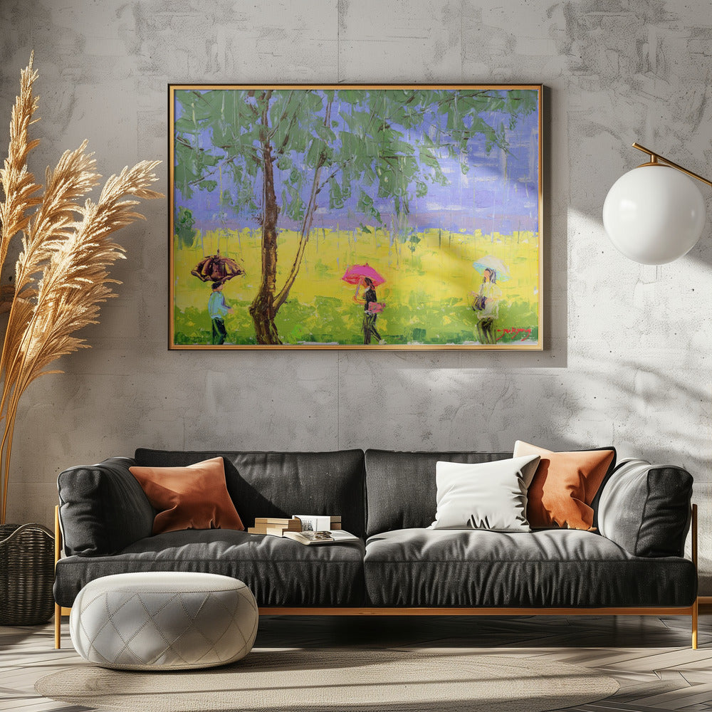Rapsblumenlandschaft an einem regnerischen Tag | Leinwand