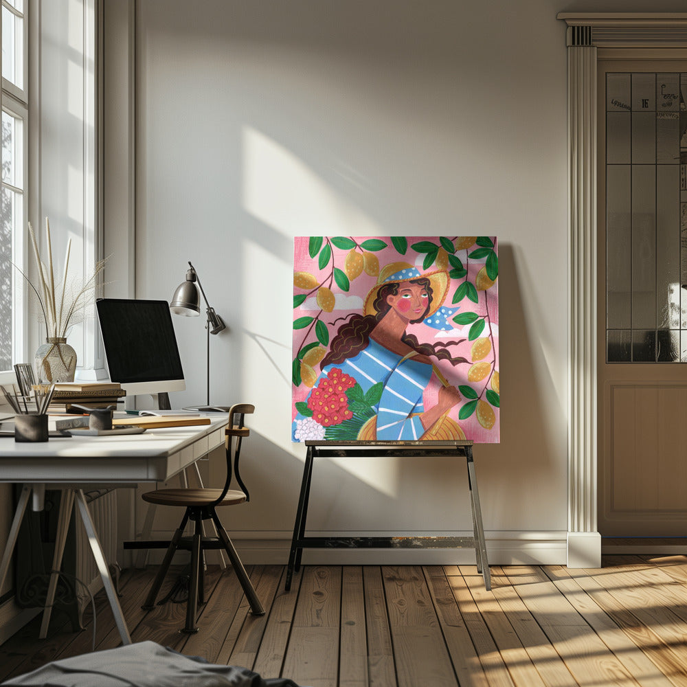 Porträt einer Frau an der Amalfiküste, Italien | Leinwand