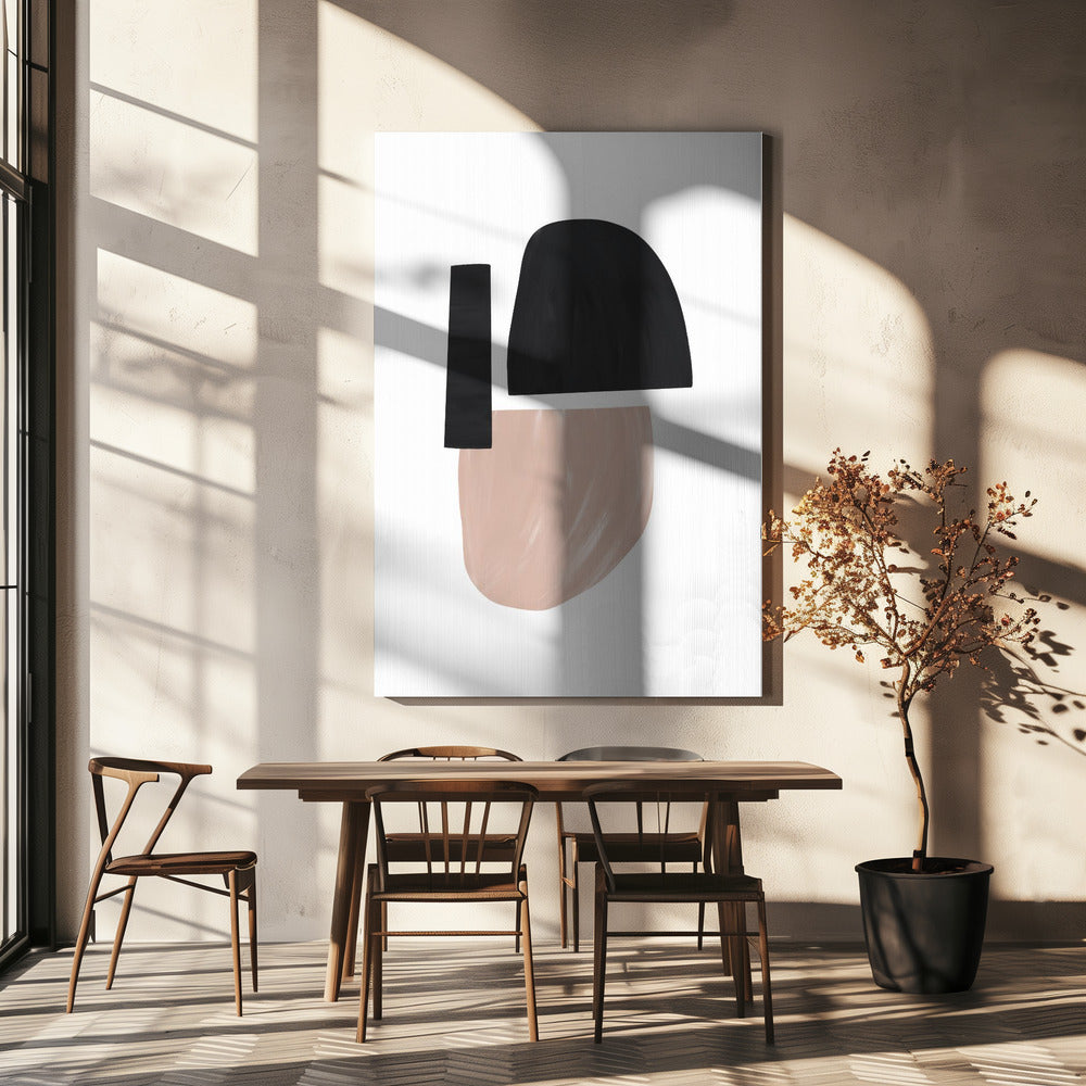 Abstrakte Formen in Schwarz und Beige | Leinwand