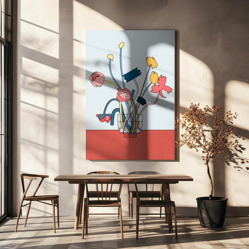 Blumen in einer Glasvase | Leinwand