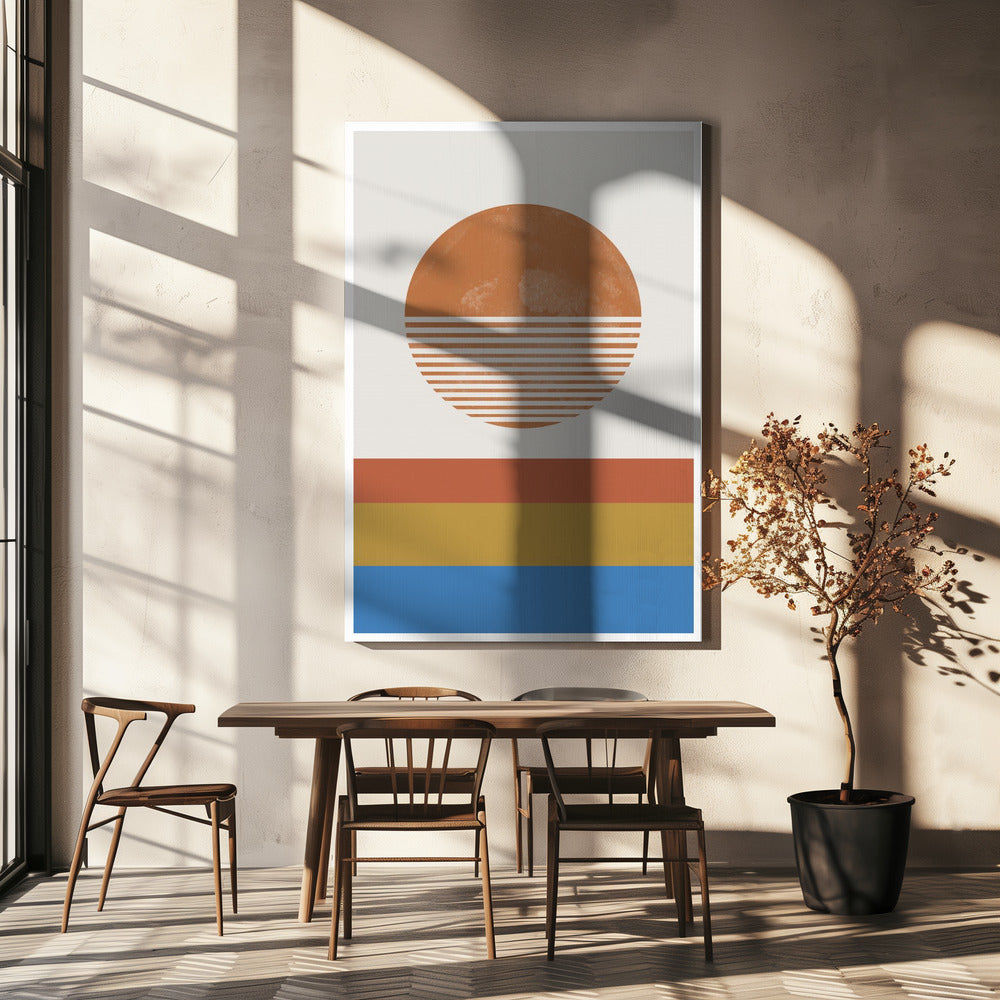 Gestreifte Horizontsonne | Leinwand