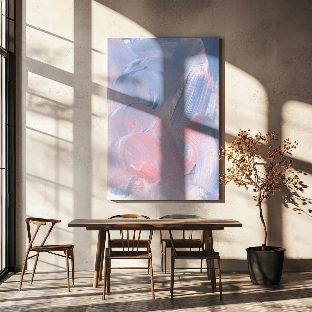 Pastel Brushstrokes In Blue And Pink Hues | Canvas