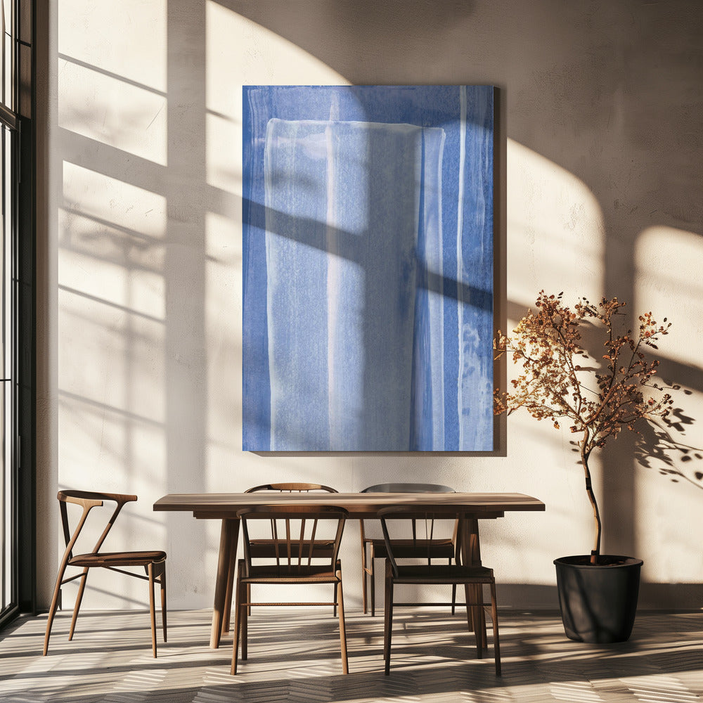 Blau mit vertikalen Pinselstrichen | Leinwand